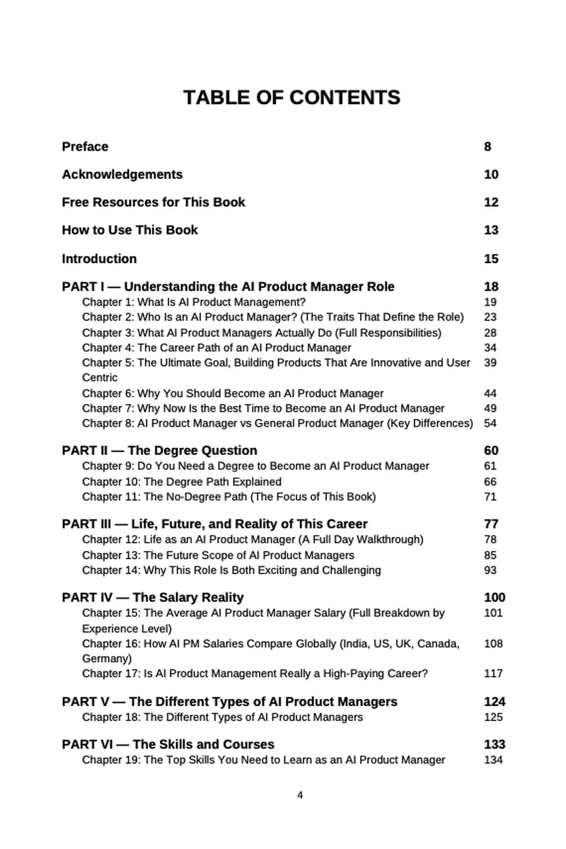 Table of contents, page 4
