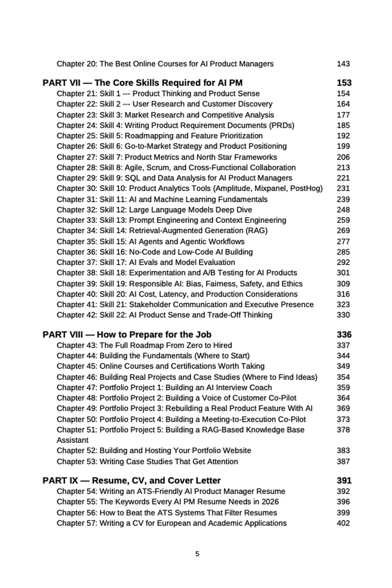 Table of contents, page 5